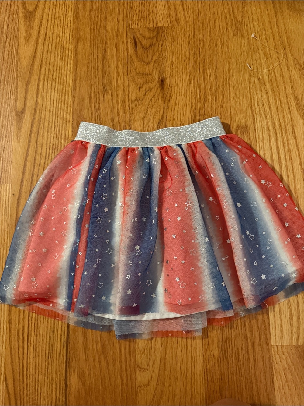 Cat & Jack Red, Blue & White Star Tulle Skater Skirt with Silver Waistband